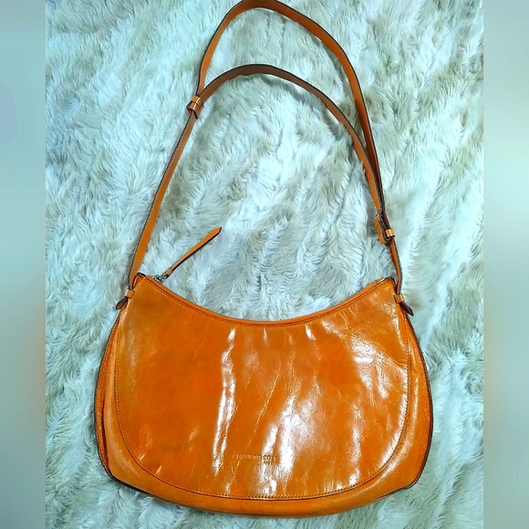 Y2K KENNETH COLE New York Terracotta Leather Hobo Crossbody Shoulder Bag Purse - Picture 2 of 9